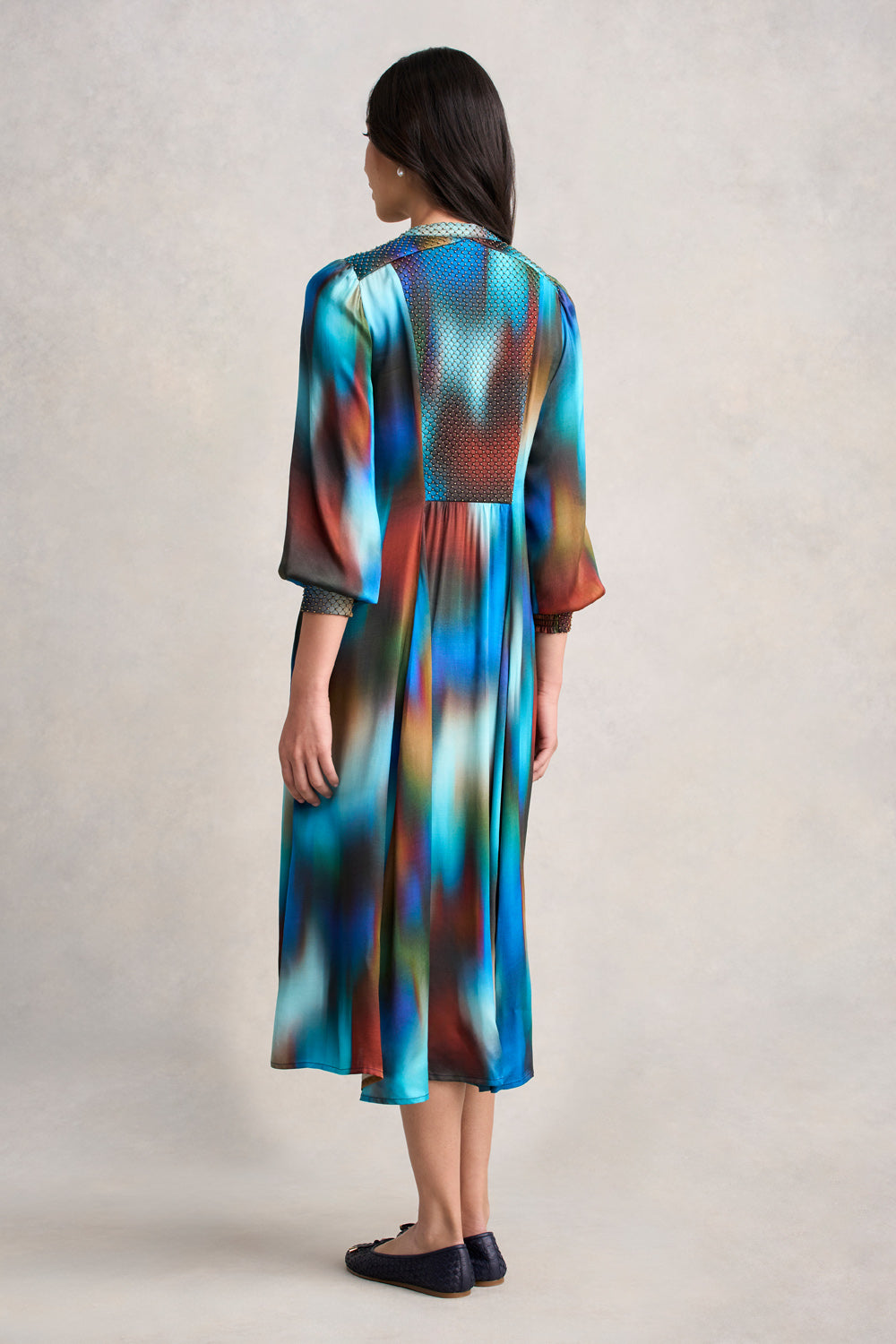 Beaded Smock Dress - Ombre Print