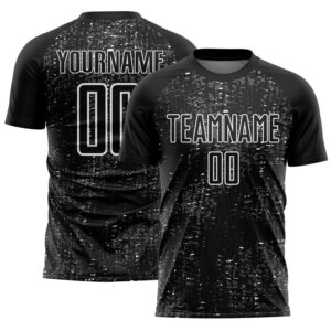 Custom Black Steel Gray-White France Speckle Sublimation Soccer Uniform Jersey