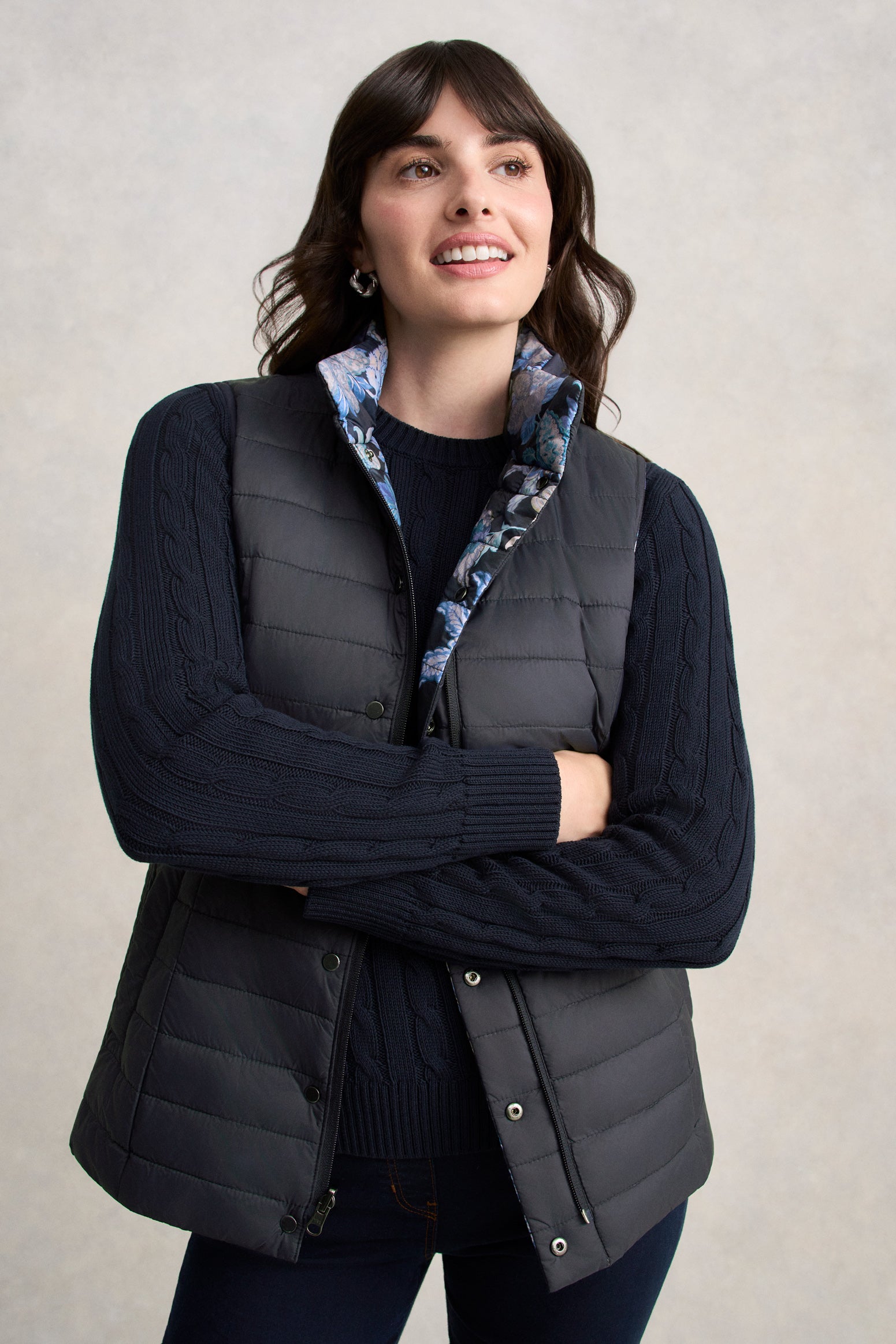 Quilted Reversible Puffer Vest - Floral Chintz Print