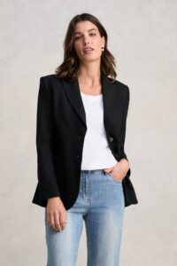 Single Breasted Ponte Blazer - Black