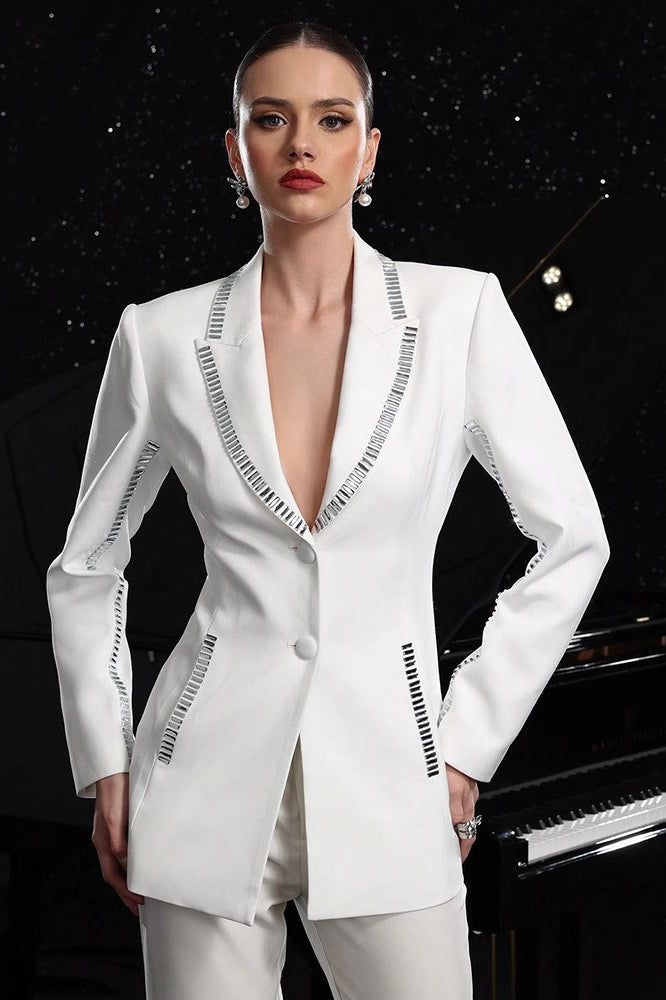 Slim Fit Rhinestone Lapel Blazer